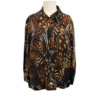 Ruby Road Woman Animal Print Jacket Leopard Zebra Cheetah Shacket Plus Size